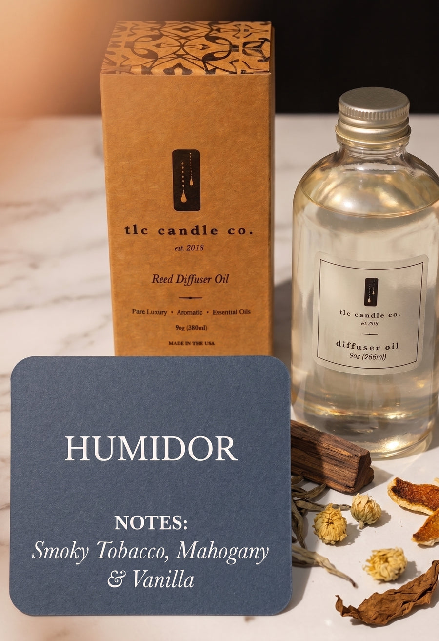 Humidor Reed Diffuser Refill Oil – Smoky Tobacco & Vanilla Scent
