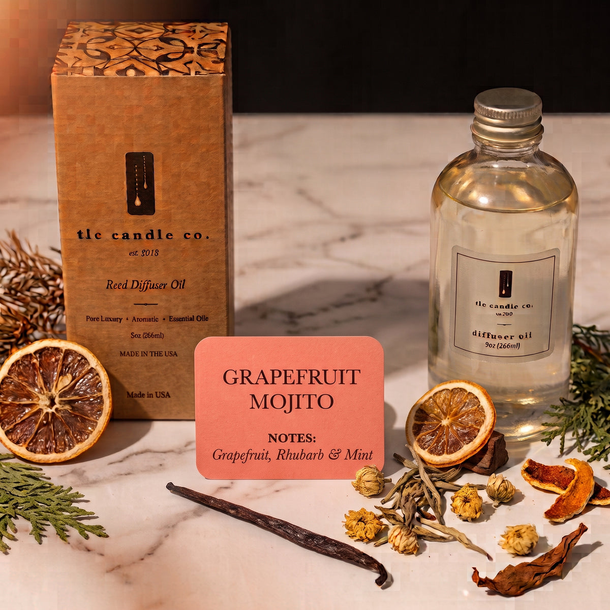Grapefruit Mojito Reed Diffuser Refill Oil – Citrus Mint Scent