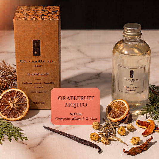 Grapefruit Mojito Reed Diffuser Refill Oil – Citrus Mint Scent
