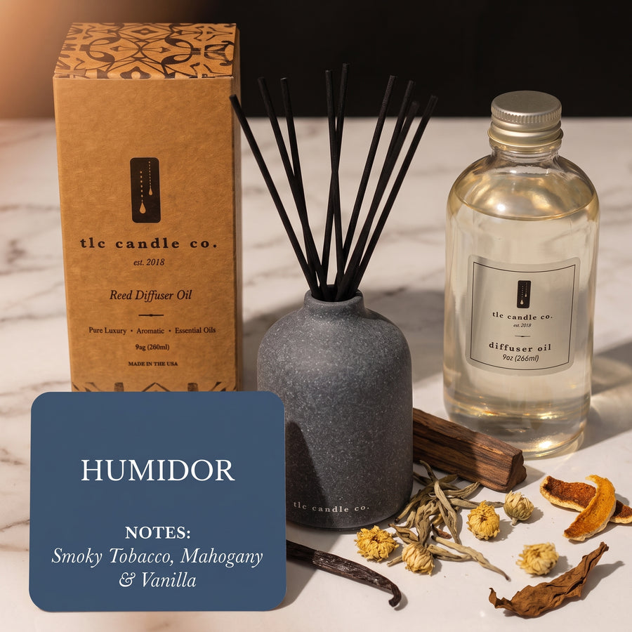 Humidor Reed Diffuser – Smoky Tobacco & Vanilla Home Fragrance