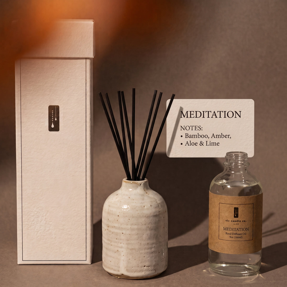 Meditation Reed Diffuser – Bamboo & Amber Home Fragrance